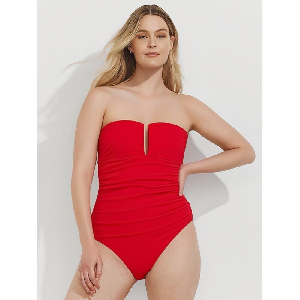 NEW Kona Sol Women's U-Wire Full Coverage One Piece Swimsuit - Red Size 16